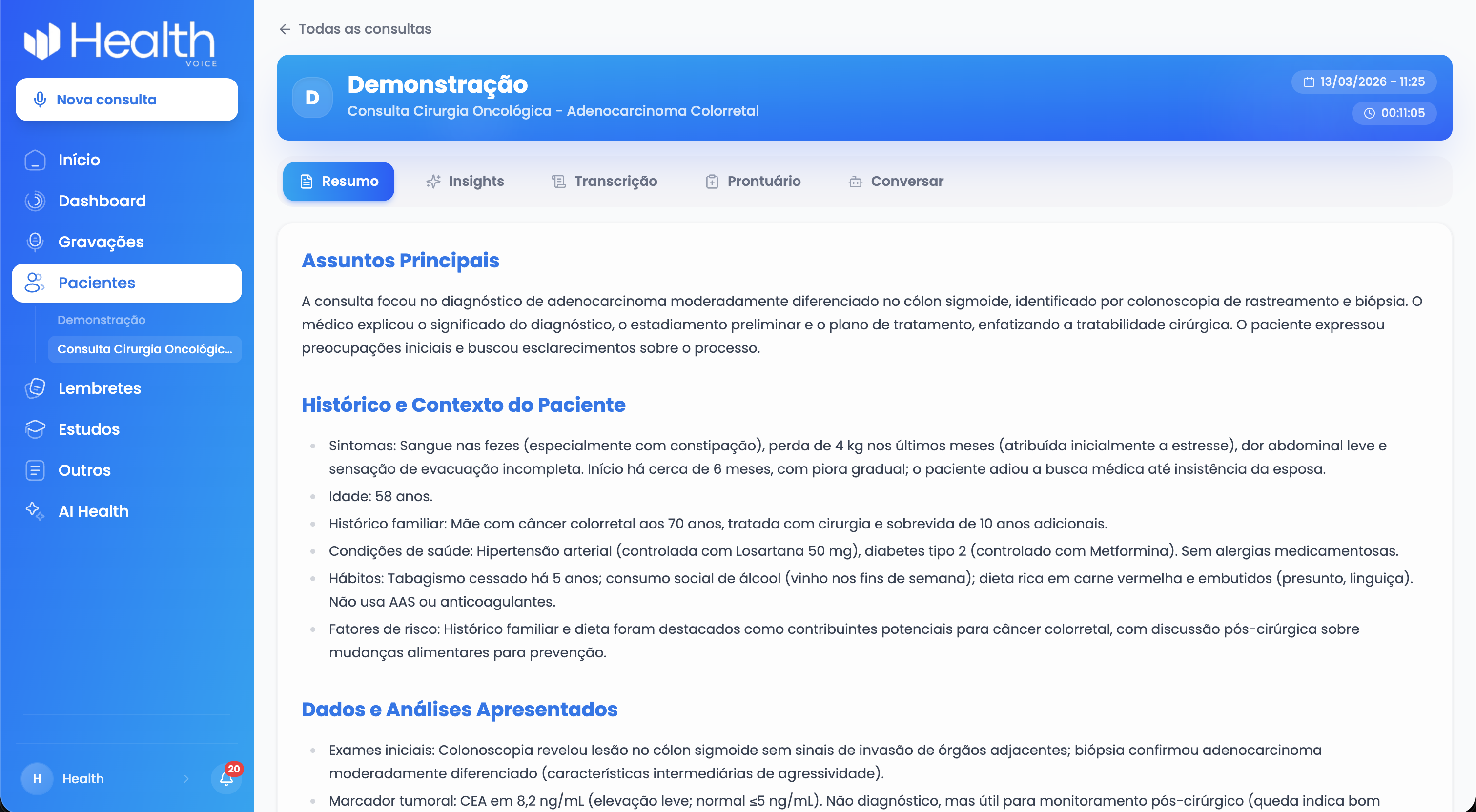 A clínica que devolveu tempo ao médico. — Resumo da consulta