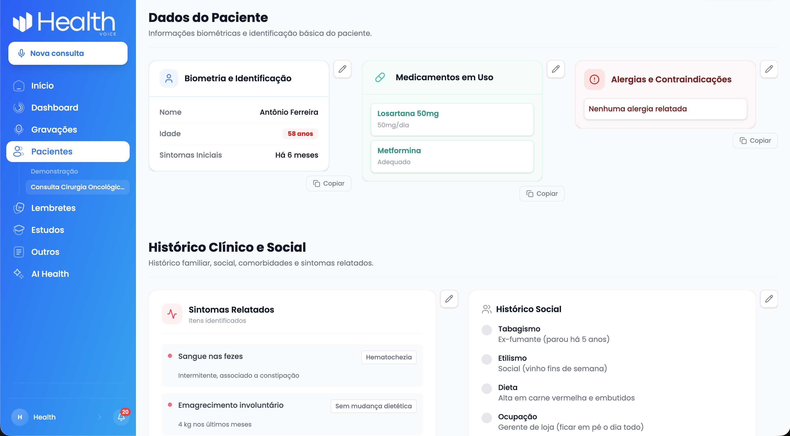 A clínica que devolveu tempo ao médico. — Prontuário estruturado